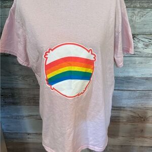 Gildan Pink Tee with Rainbow Design